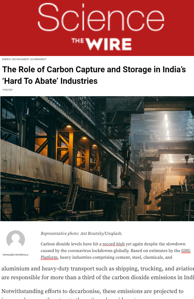 The Role of Carbon Capture and Storage in India’s ‘Hard to Abate’ Industries